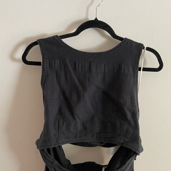 Free People Sz L Cotton Linen Beach Open Back Cutout The Simple Life Maxi Dress - Picture 6 of 14